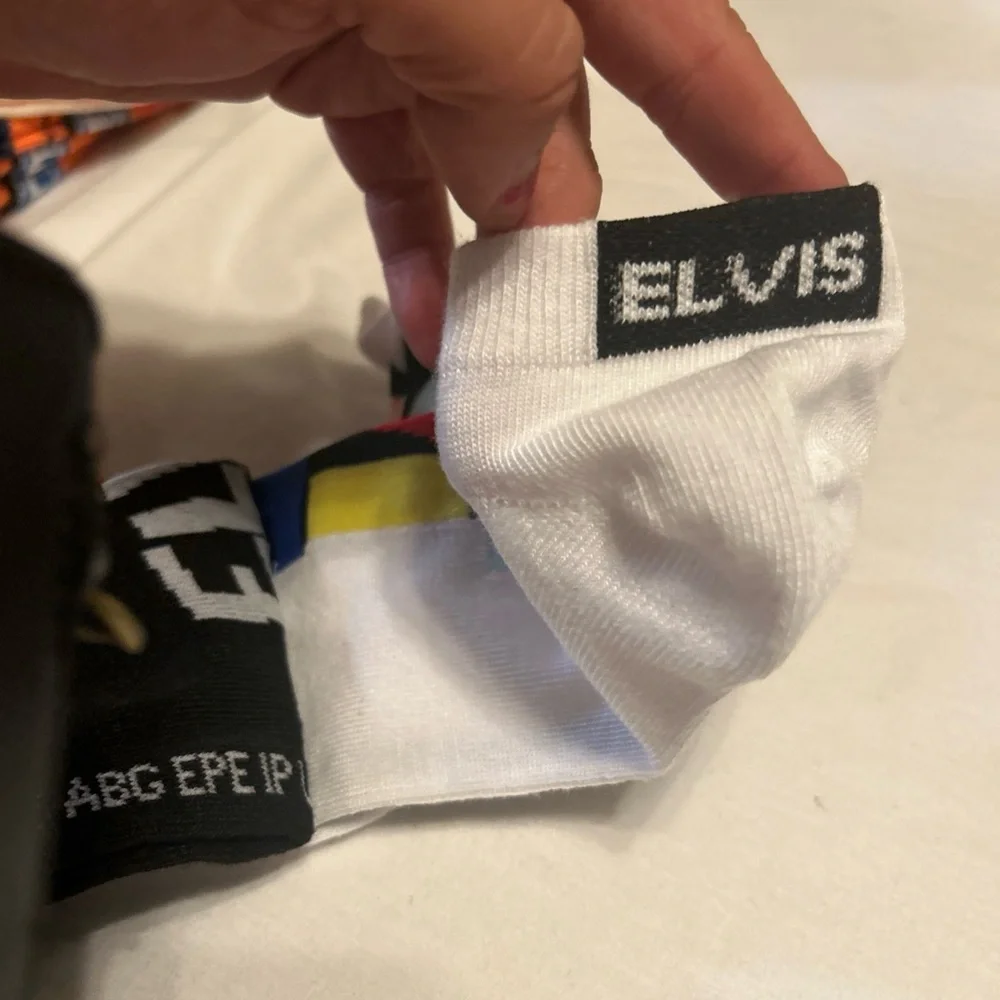 Elvis Presley 2 Pair Ankle Socks Set Black Red‎ Heart White Pop Art US 7-12 NEW